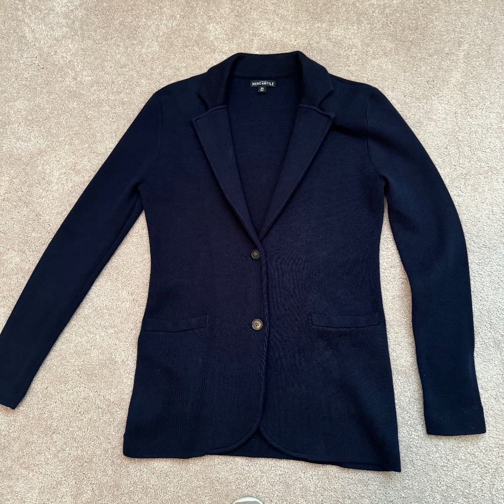 J Crew Mercantile Navy Blue Knit Blazer size XS.